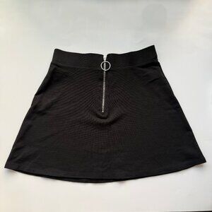 Forever 21 Black A-Line Mini Skirt with O-Ring Zipper M (fits S)